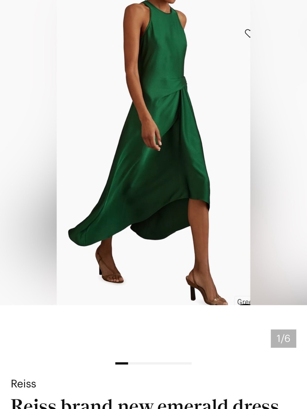 Reiss Emerald Green Asymmetric Midi Skirt